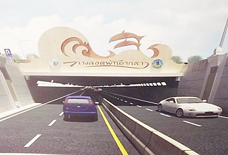 An artist’s rendering of the proposed traffic tunnel under the intersection of Central and Sukhumvit roads.